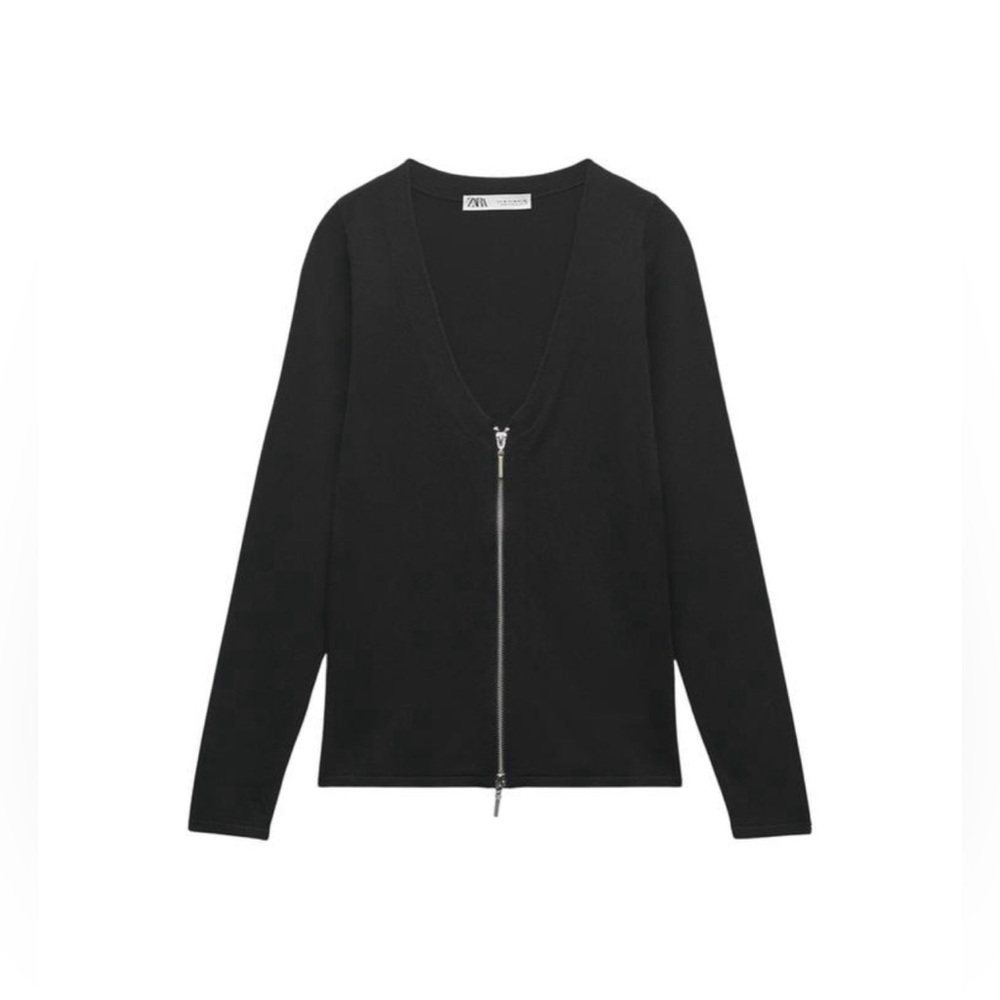 ZIPPERED KNIT JACKET S
